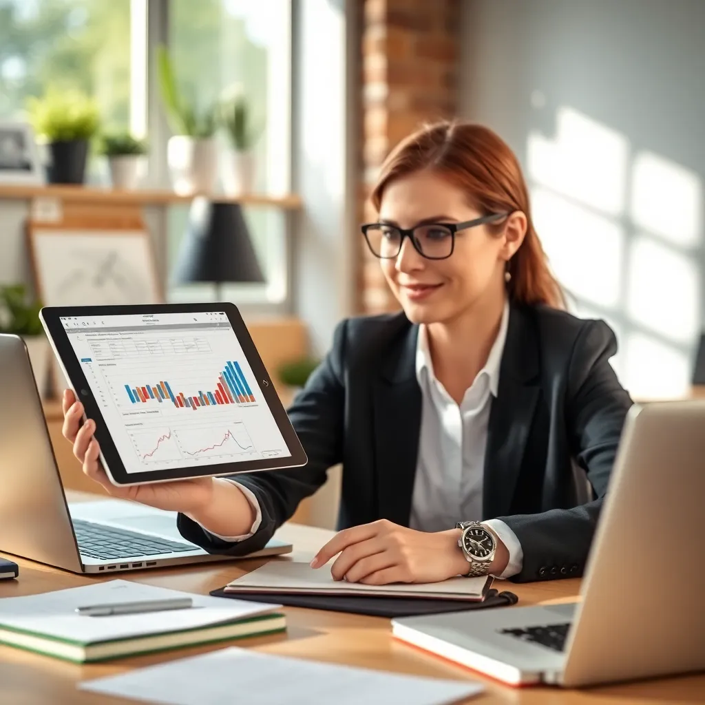 Georganiseerde werkplek met ergonomische inrichting