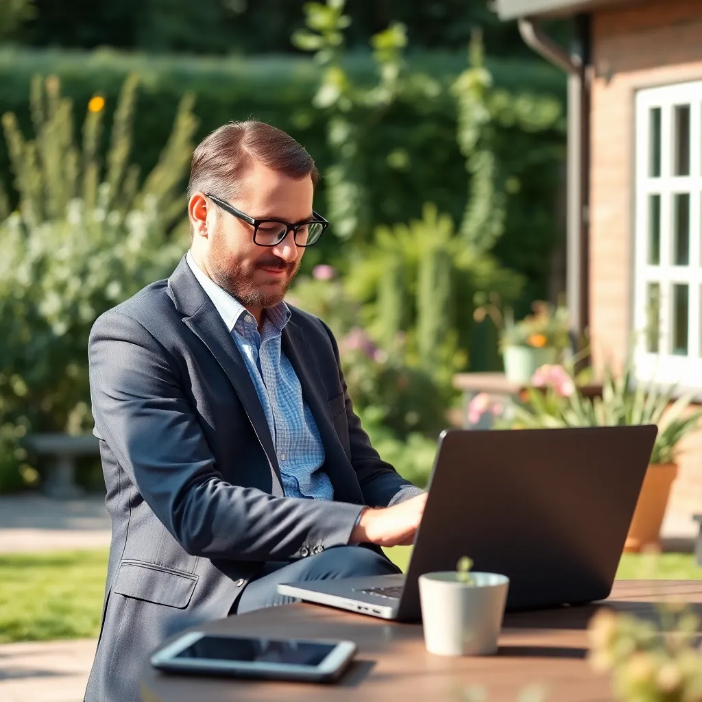 Persoon die werk-privé balans bewaart door buiten te werken